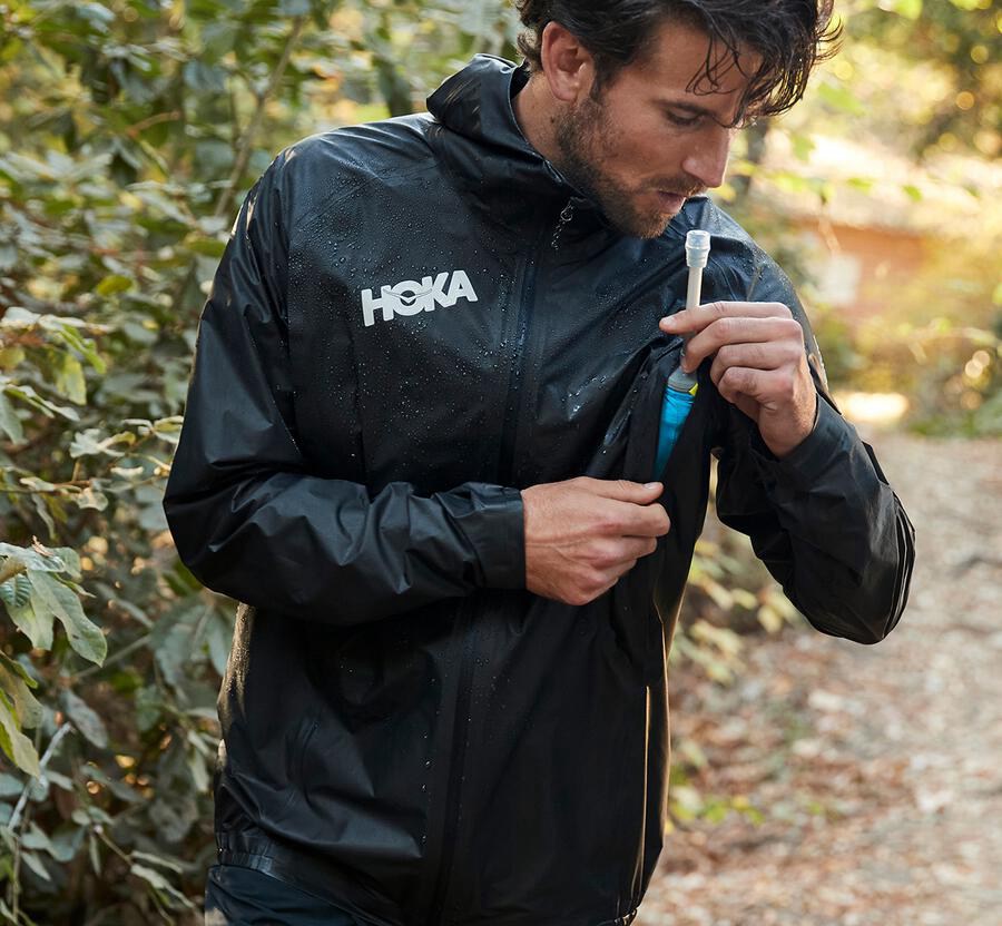 Chaquetas Hoka One One Hombre Negros - Gore-Tex Shakedry™ Run - GAQB21356